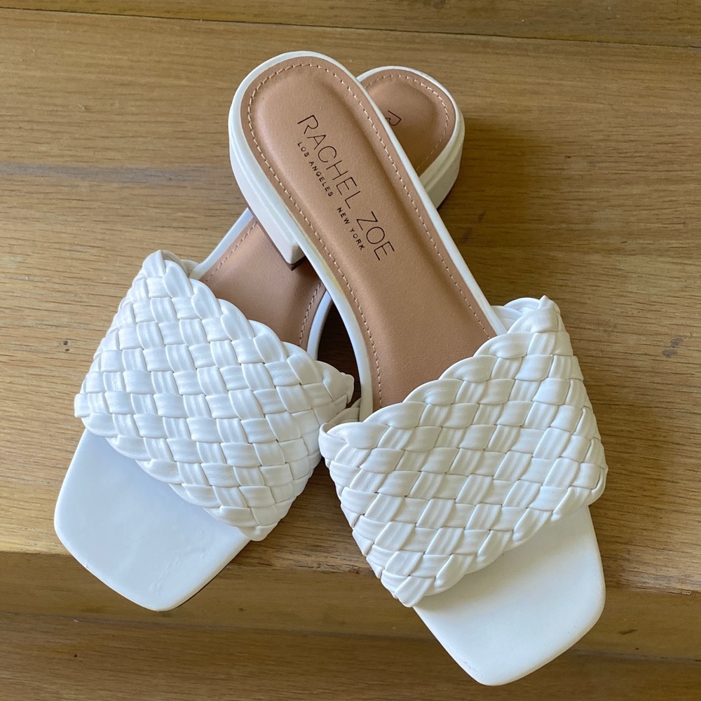 Rachel Zoe White Woven Slide Sandals.Perfect condition, size 8,5